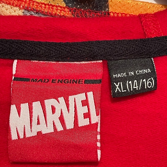 Iron man Marvel Full Zip Hooded Jacket Boys Size XL (14/16) Red/Multicolor - Picture 9 of 10
